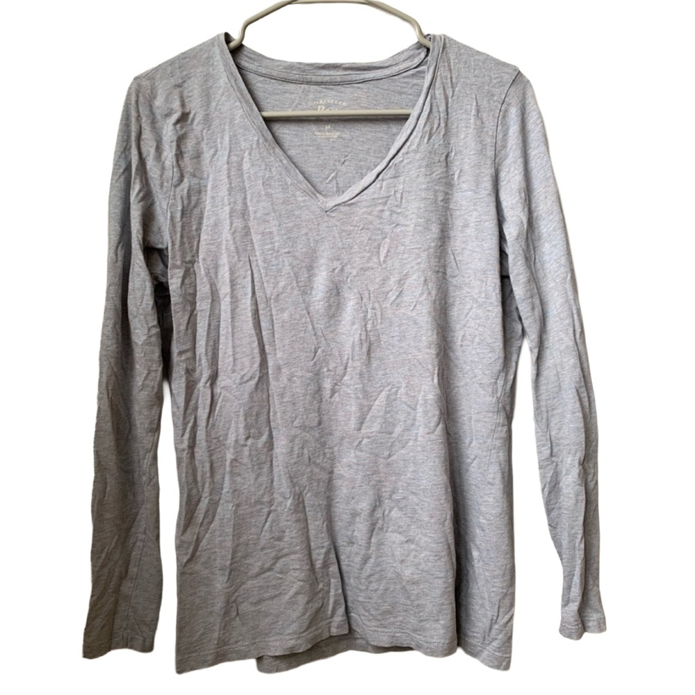 BASS Women’s Light Gray Blue V-Neck Long Sleeve Cotton Tee Shirt Top